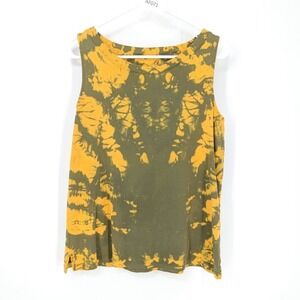J.Jill Perfect Pima Cotton Tie Dye Sleeveless Tee Tank Top Yellow Women's Size S